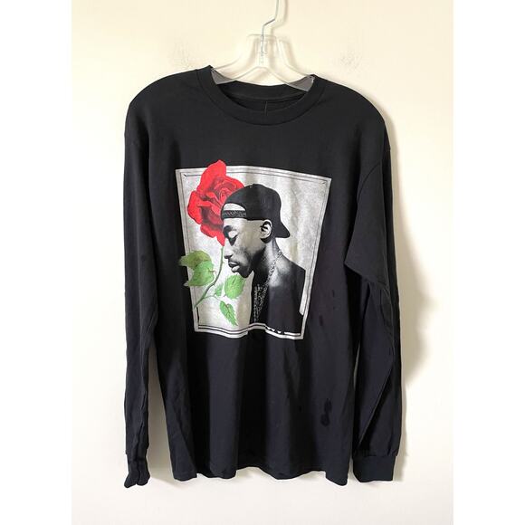 Tupac 2Pac Long Sleeve Graphic T-Shirt Black Size Medium NEW - Picture 1 of 7